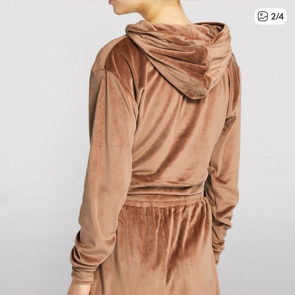 Skims Cropped Velour Hoodie in Sienna Size Small Loungewear Hoodie Jacket - Picture 2 of 8